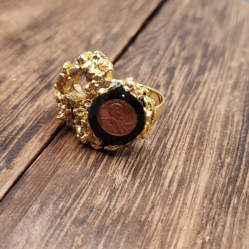 Adjustable penny ring R417 vintage novelty